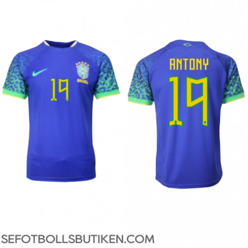 Brasilien Antony #19 Replika Borta matchkläder VM 2022 Korta ärmar